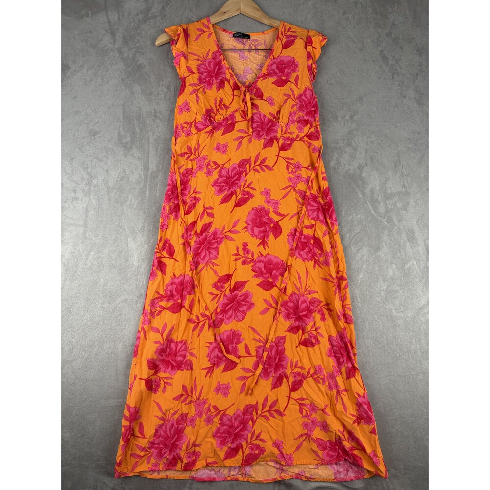 Nobody's Child Floral Orange Pink Maxi Dress Size 6 - Picture 2 of 10